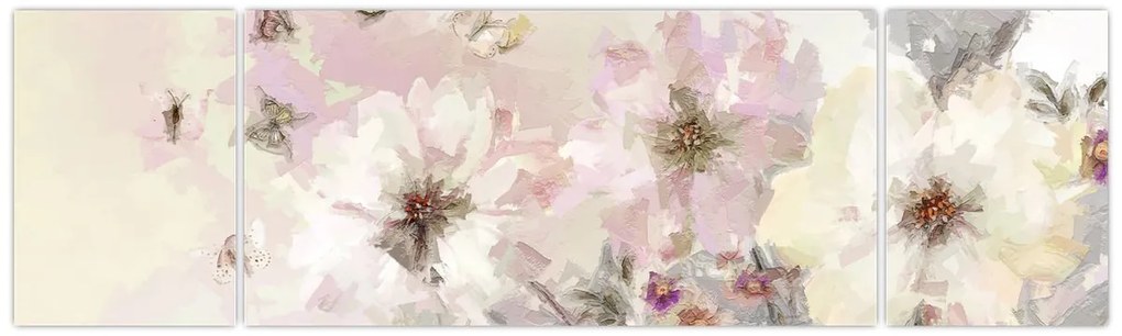 Obraz - Kwiaty malarstwo (170x50 cm)