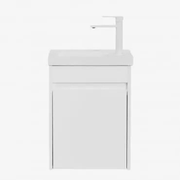 Zestaw Wiszących Mebli Łazienkowych Zintegrowany Z Umywalką Narek Biała & Bezlusterkowiec & Biała ↑20 Cm - Sklum