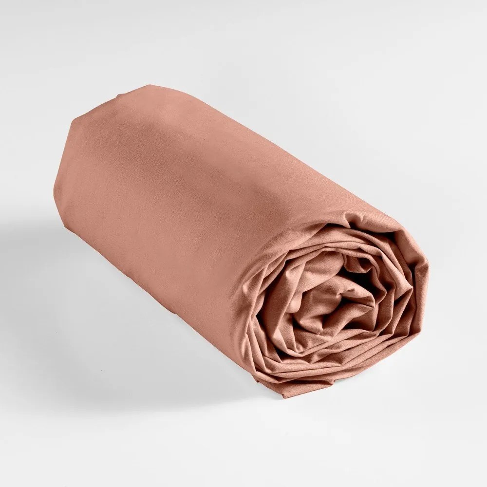 Łososiowe bawełniane prześcieradło z gumką 180x200 cm Lina – douceur d'intérieur