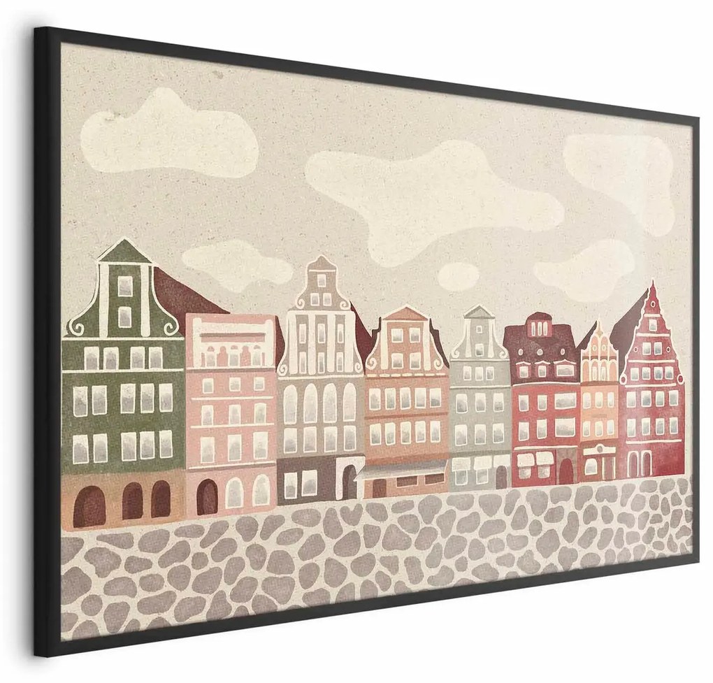 Plakat Kolorowe Fasady 90x60 cm z ramą czarną bez marginesu ARTGEIST B