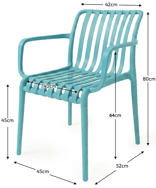 Plastikowe krzesło TREGO z podłokietnikami, niebieskie