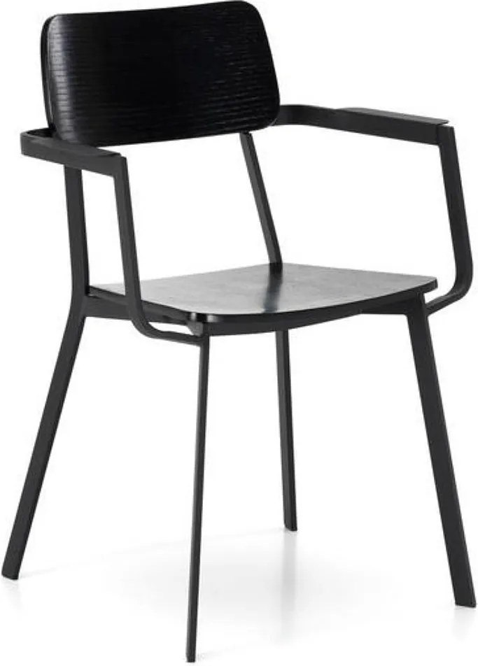 Zestaw 4 nowoczesnych białych krzeseł z lakierowanego drewna "Estia" z podłokietnikami i metalową ramą cm 51,5x61 82h