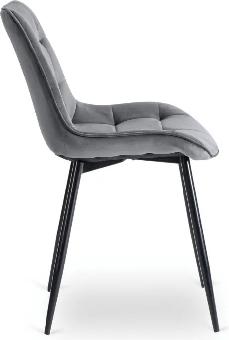 Zestaw Stół Okrągły Rozkładany HARRY 102-142 cm Dąb Craft/Czarny i 4 Krzesła Tapicerowane CHRIS Szare Nowoczesne