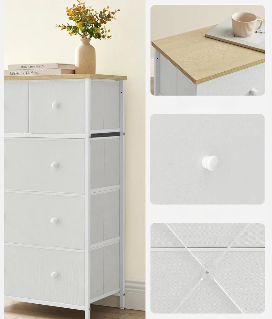 Komoda z szufladami HALLY 53x93 cm, dąb/biały