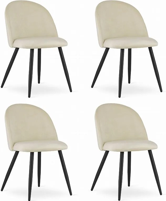 Krzesło Valora BELLO w kolorze beżowym, aksamitne, czarne, metalowe nogi x4