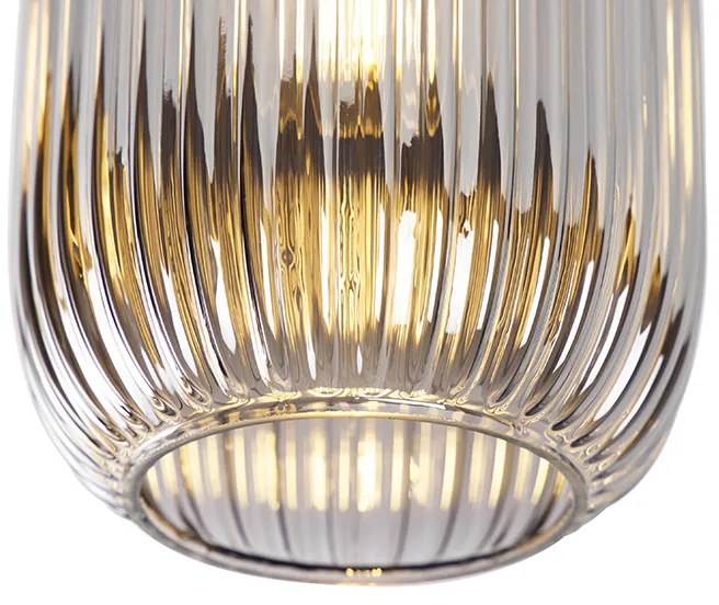 Plafon / Lampy sufitowe art deco czarny z przydymionym szkłem - Banci ArtDeco Oswietlenie wewnetrzne