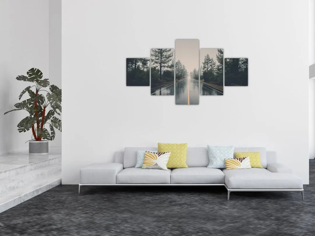 Obraz drogi w deszczu (125x70 cm)