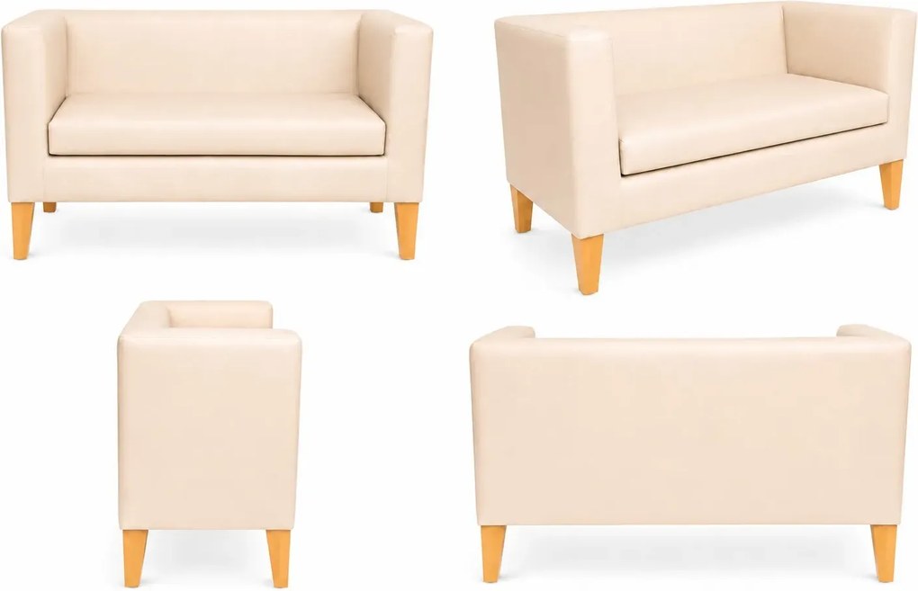 Sofa Monaco : Kolor nogi - Drewno, Kolor tkaniny - EKO-SKÓRA - 18D, Typ tkaniny - Eko-skóra , Wysokość nogi - 20 cm