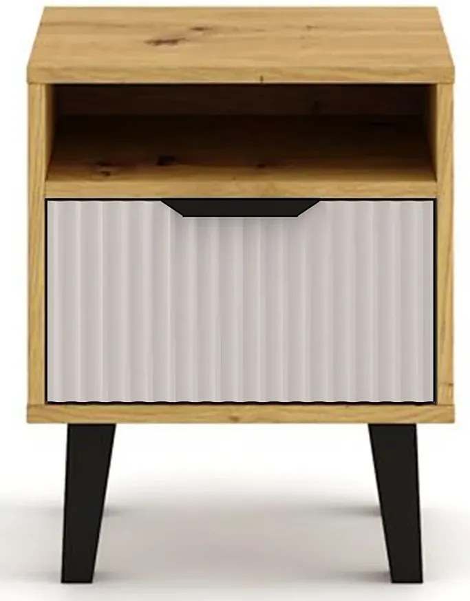 Nocna szafka na nóżkach dąb artisan + kaszmir S9-D56