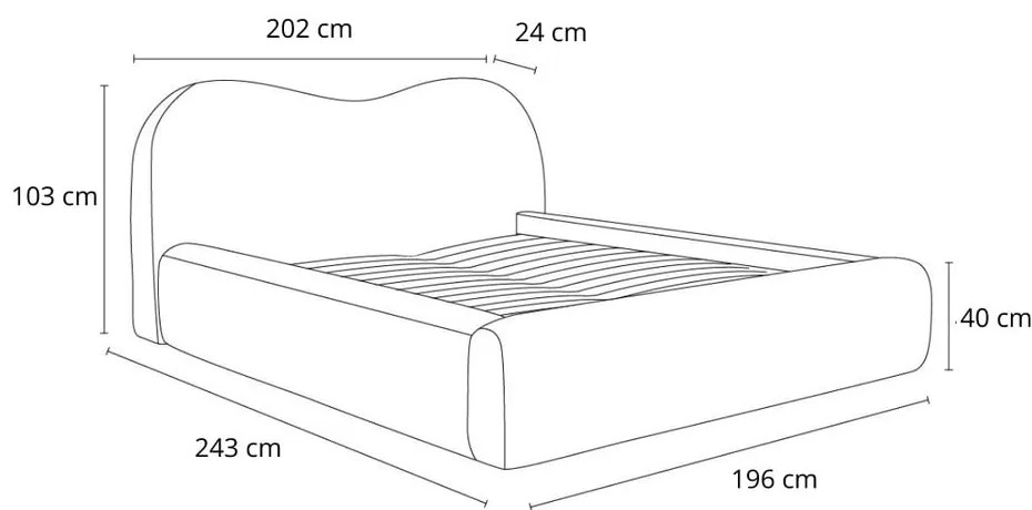 Pomarańczowe tapicerowane łóżko dwuosobowe ze schowkiem i stelażem 160x200 cm Orlane – Bobochic Paris