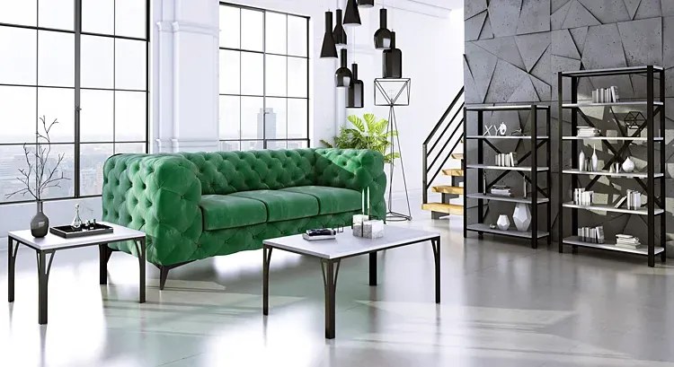 Regał 5 półek w stylu loft czarny + beton - Alwaro 3X