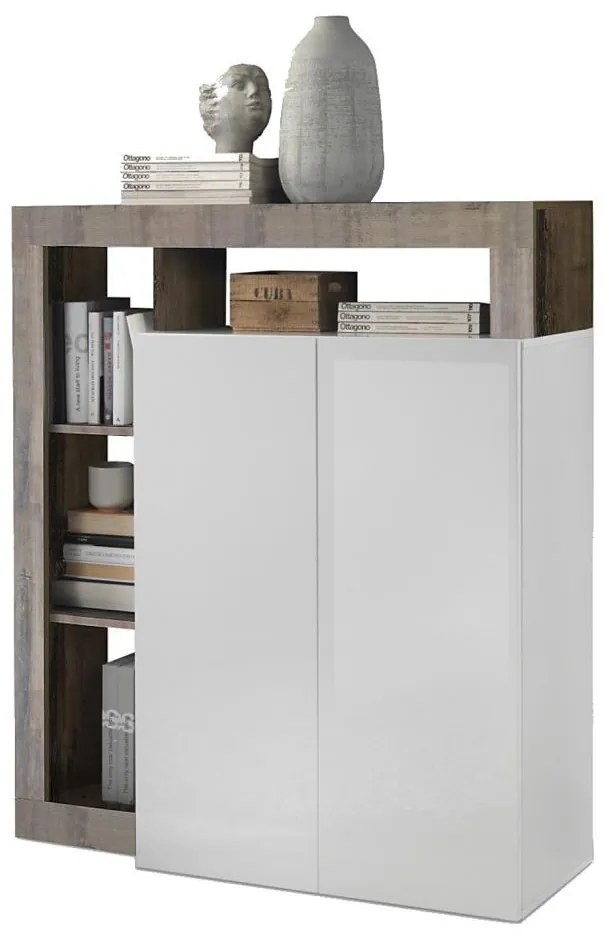 Komoda LENOR biała/brązowa