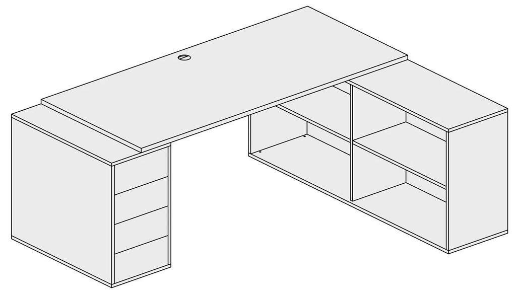 Biurko z przestrzenią do przechowywania BLOCK B04, biały/dąb naturalny