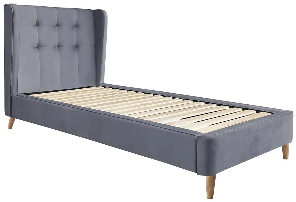 Szare pikowane łóżko z zagłówkiem 90 cm K5-P08
