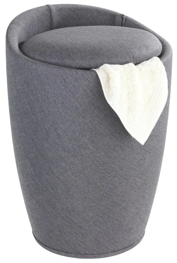 Szary kosz na pranie i taboret w jednym Wenko Linen Look, 20 l