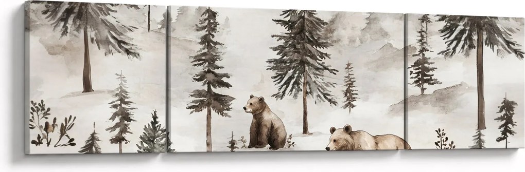 Obraz - Las z niedźwiedziami (170x50 cm)