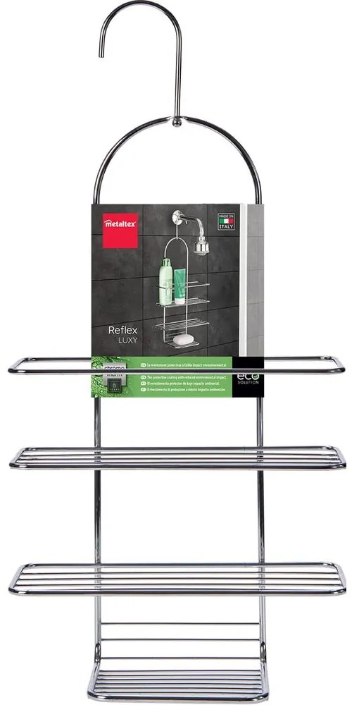 Wisząca stalowa półka łazienkowa w kolorze srebra z połyskiem Luxy – Metaltex