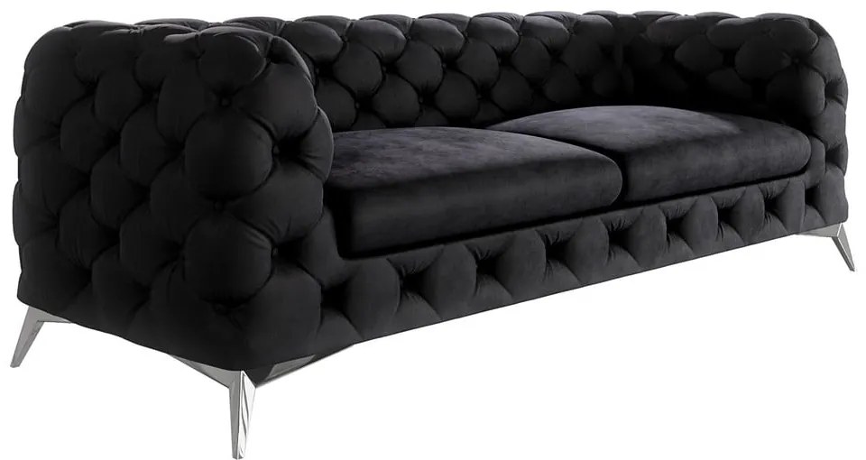 Czarna aksamitna sofa 225 cm Chelsea – Ropez
