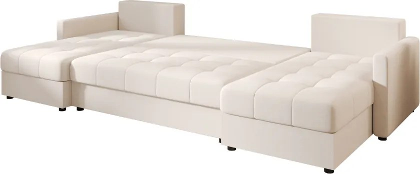 Rozkładana sofa narożna w kształcie U VENORIA 285x146 cm, kremowa + 2 poduszki GRATIS