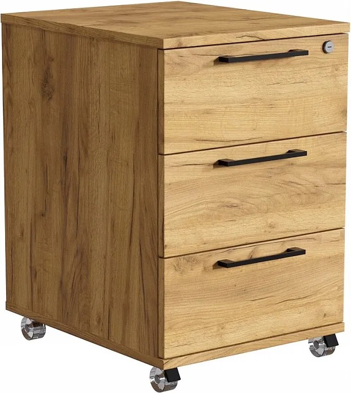 Kontenerek Szafka Mobilna Z Szufladami Na Kółkach Biurowy Dąb Złoty Craft