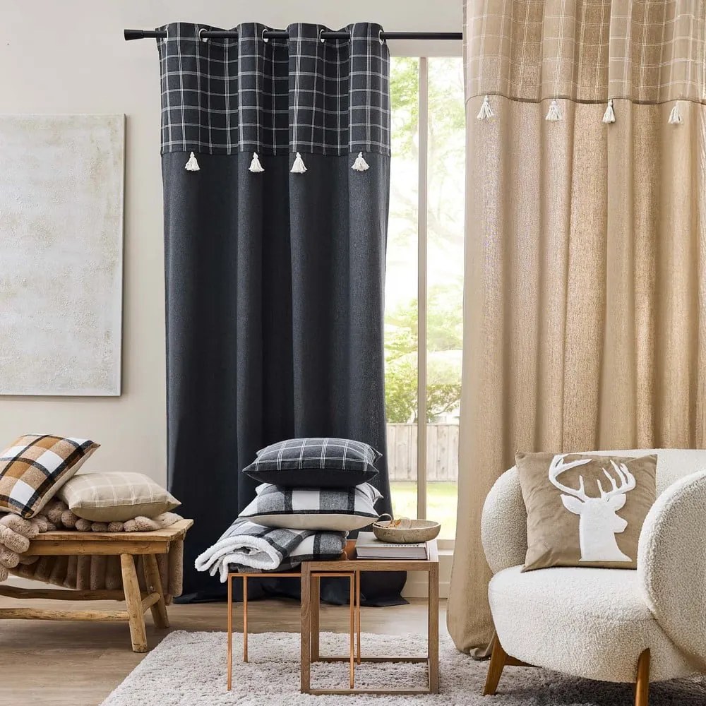 Brązowa zasłona z mieszanki bawełny 140x240 cm Everest – douceur d'intérieur