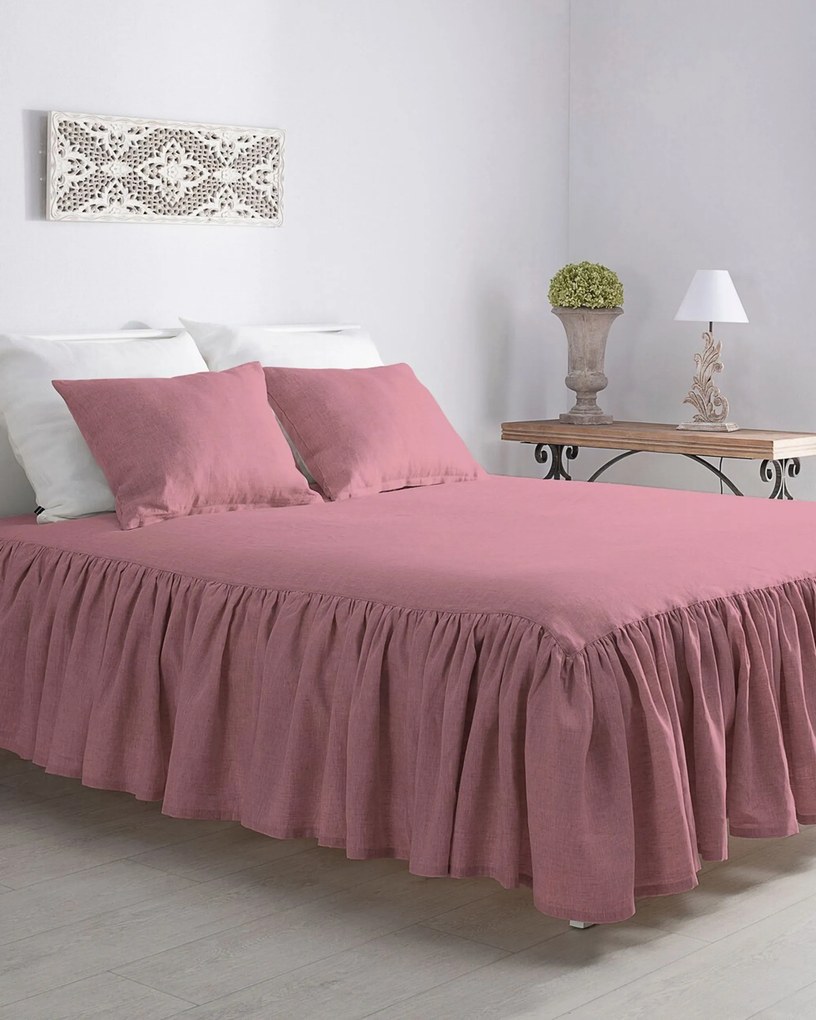 Narzuta na łóżko 160 x 210 cm frilly pink