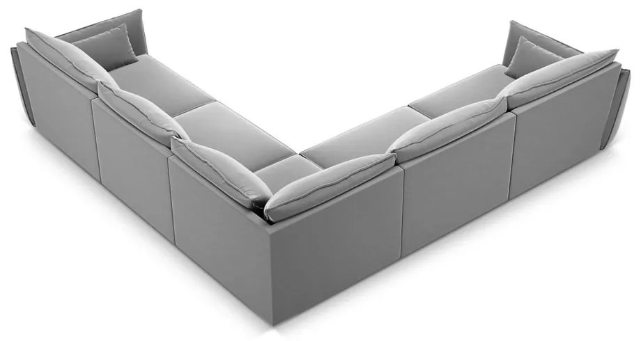 Jasnoszary aksamitny narożnik Vanda – Mazzini Sofas