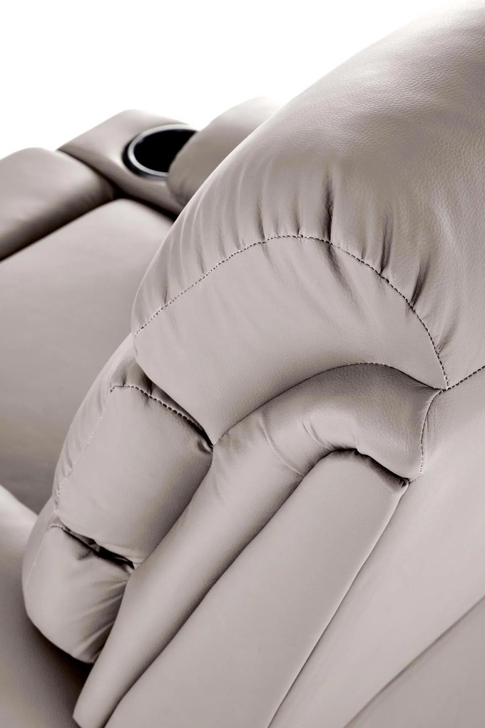 Fotel do salonu wypoczynkowy beżowy, rozkładany eco skóra PERUS