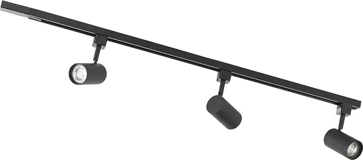 Nowoczesny system szynowy z 3 reflektorami czarny 1-fazowy - Iconic Jeana