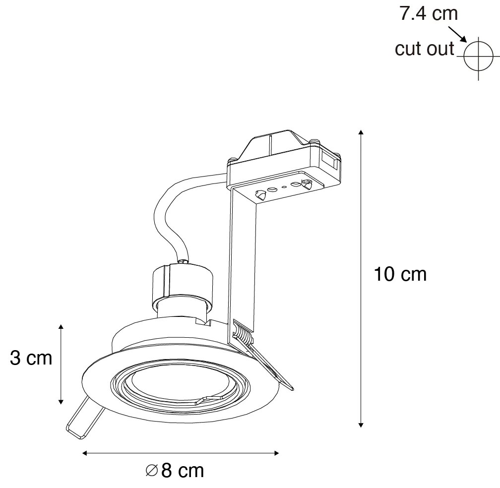Set van 6 moderne inbouwspots gunmetal GU10 50mm rond kantelbaar - Edu