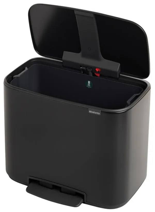 Stalowy kosz na śmieci z pedałem w kolorze matowej czerni 36 l Bo – Brabantia