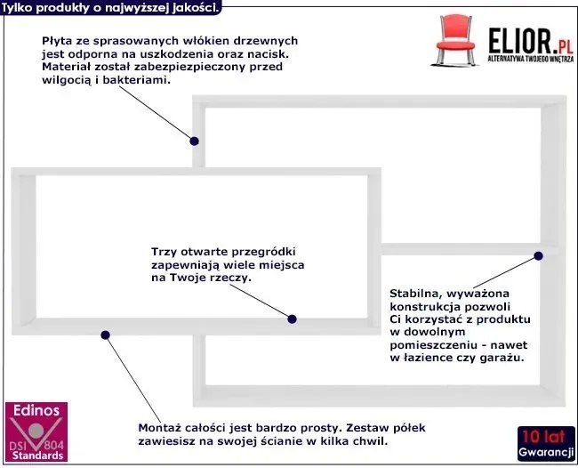 Zestaw Białych Półek Ściennych F1-F78