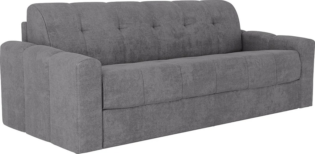 Kanapa 4-osobowa rozkładana z teksturowanej szarej tkaniniy - Powierzchnia spania 160 cm - Materac 22 cm z pianką z pamięcią kształtu - DARIELO