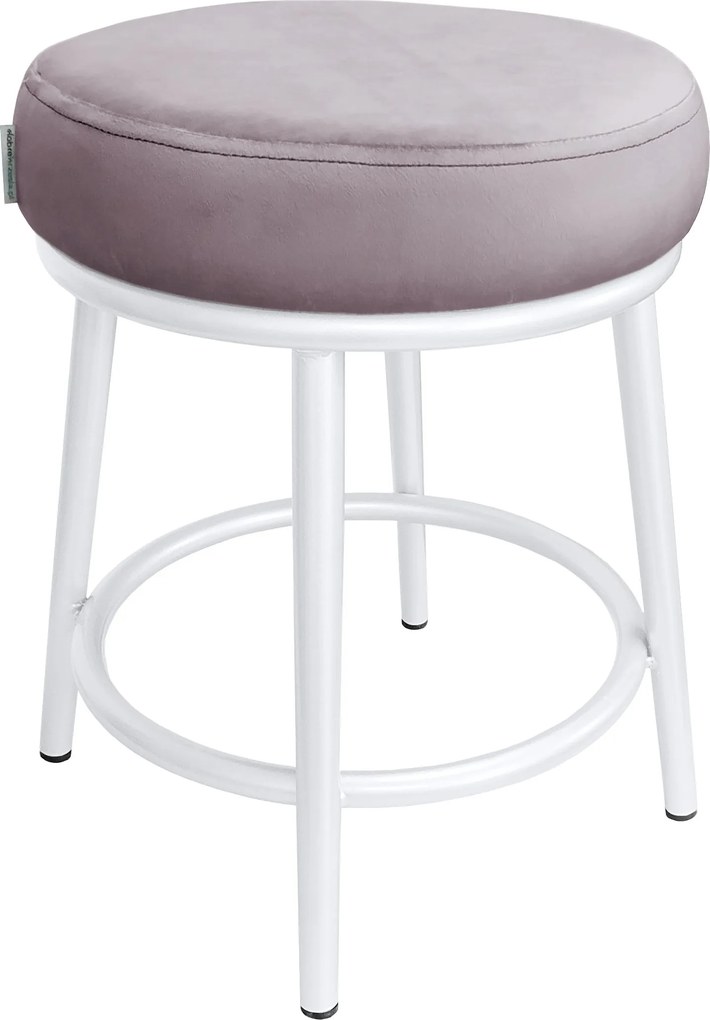 Taboret Ben tkanina Welur stelaż metalowy STOŁEK LOFT : Kolor Stelaża - Biały, Kolor tkaniny - VELVET - MG55, Typ tkaniny - Velvet