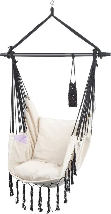 MIADOMODO Wiszący fotel bujany, beżowy