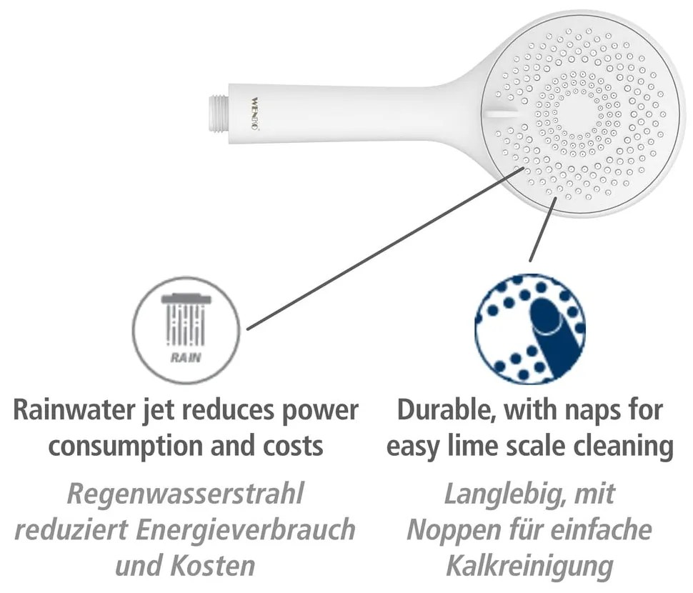 Biały zestaw prysznicowy ze stali nierdzewnej 70 cm Watersaving – Wenko