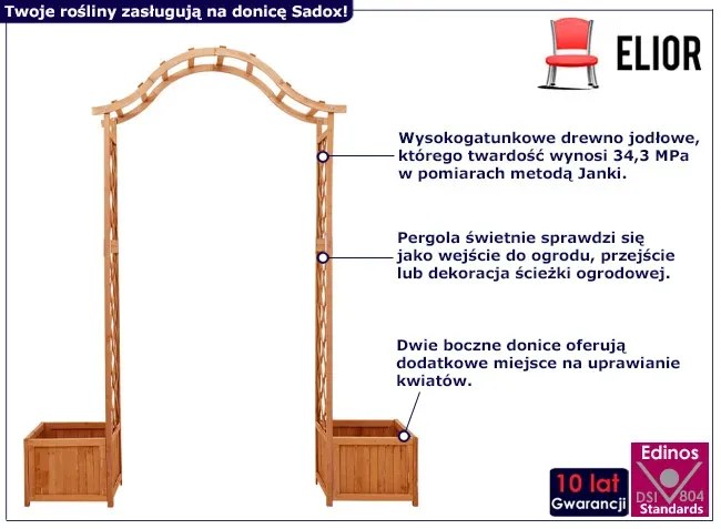 Drewniana Podwójna Donica Ogrodowa Z Pergolą Olcha Jasny Połysk W5-E82