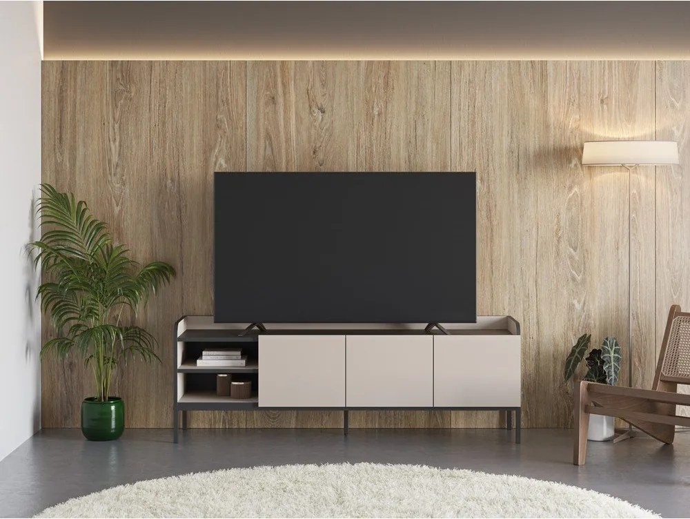 Kremowa szafka pod TV 160x55x42 cm Adara – Marckeric