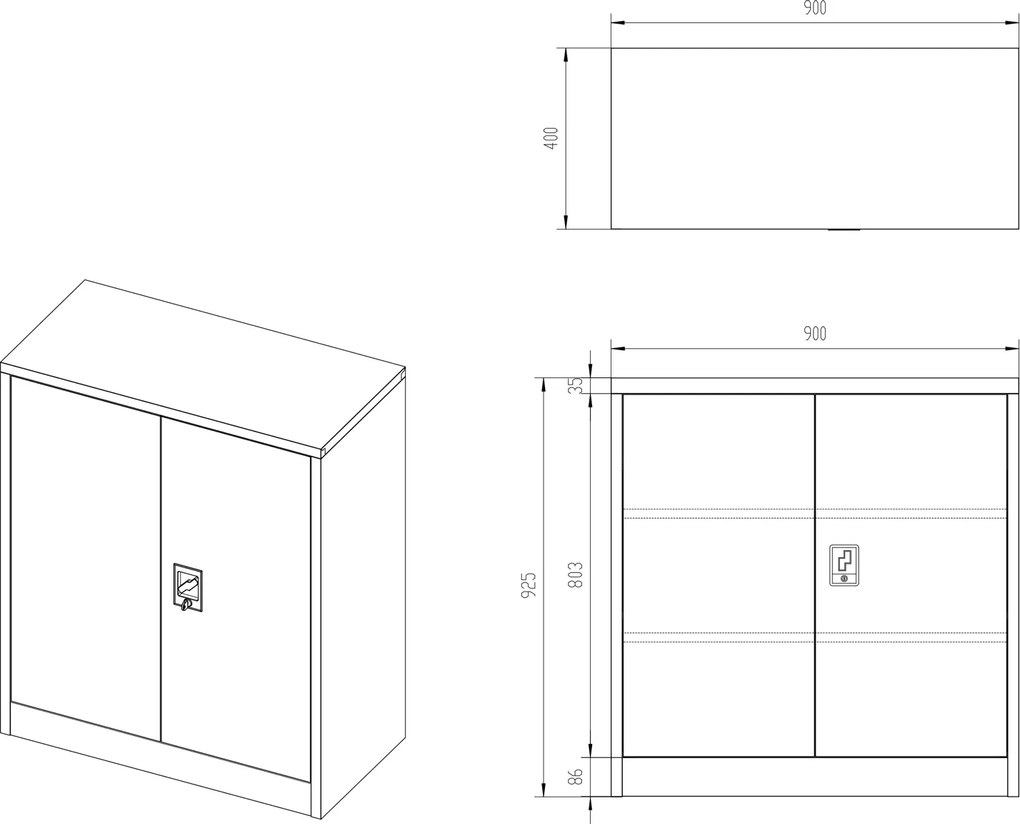 Szafka biurowa na dokumenty Beata 90x40x93 cm szary/niebieski