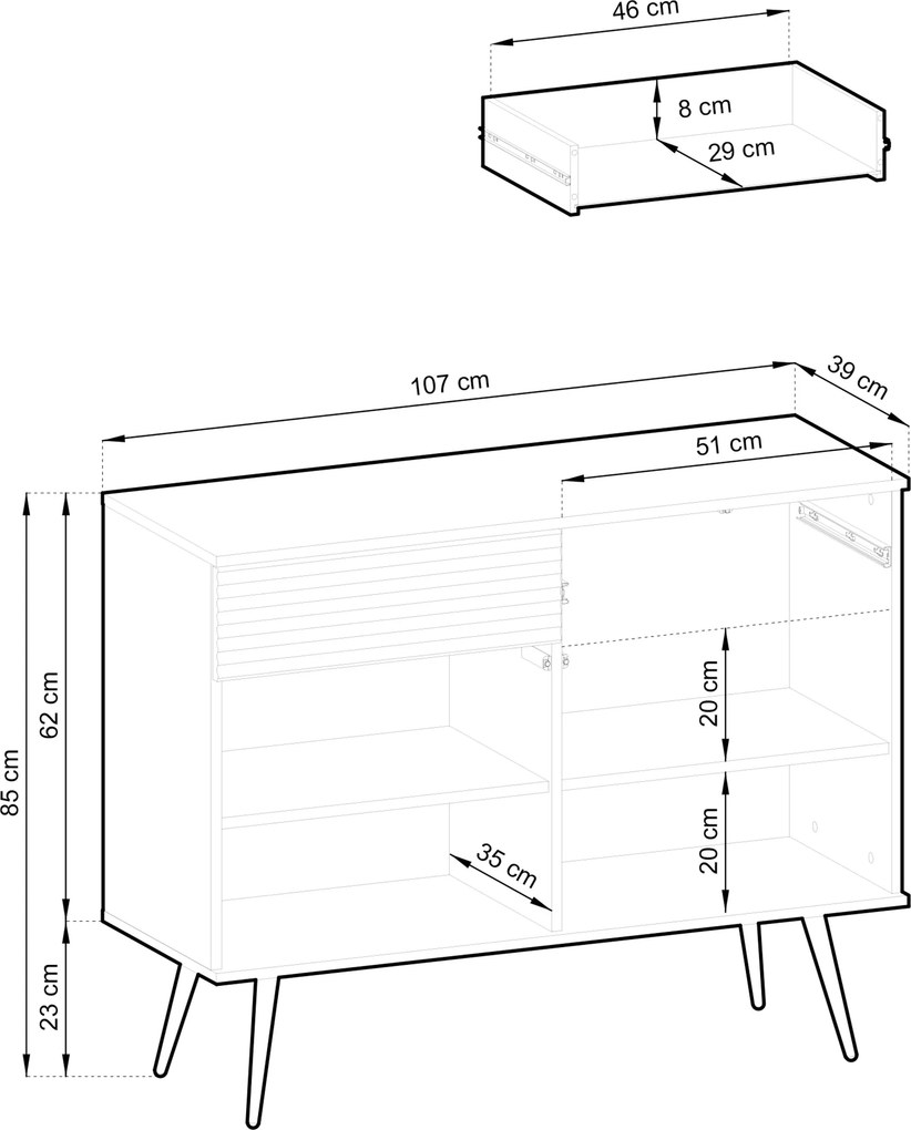 Komoda VENEZIA 107 cm do Salonu Sypialni Beżowy