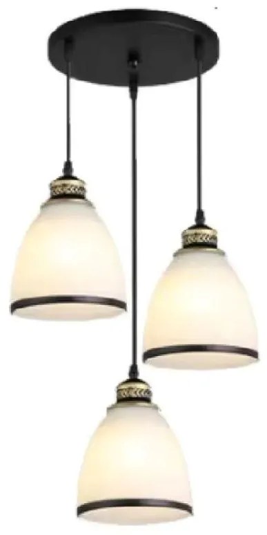 Lampa sufitowa szklana klosz metalowa wisząca AT11-3SZ-Black+White