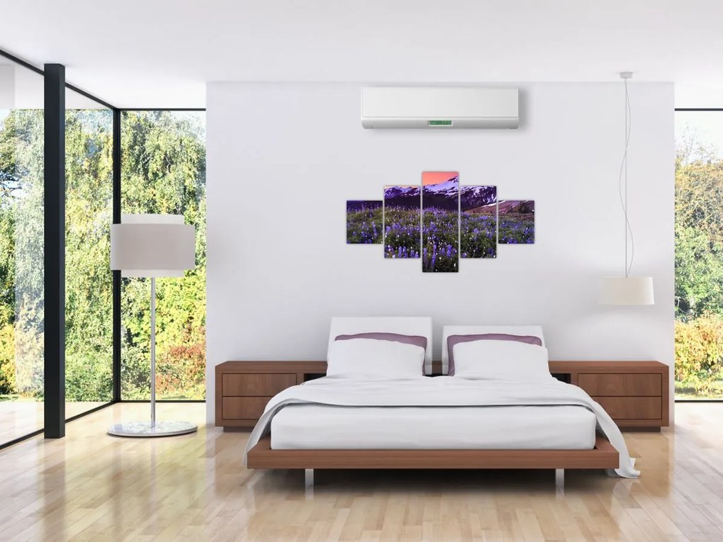 Obraz - Wulkan i kwiaty (125x70 cm)