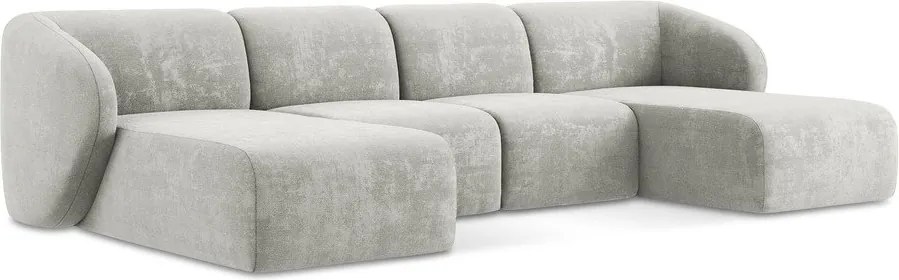 Jasnoszary narożnik z tkaniny szenilowej (w kształcie litery U) Lani – Makamii