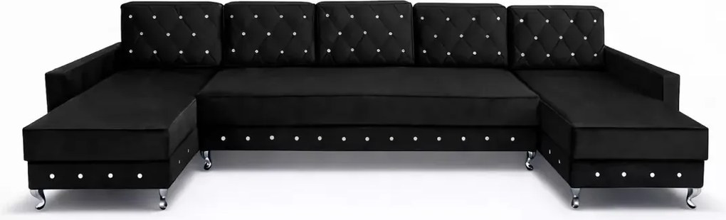 Nowoczesny narożnik z funkcją spania i pojemnikami Lux U duży w stylu glamour
