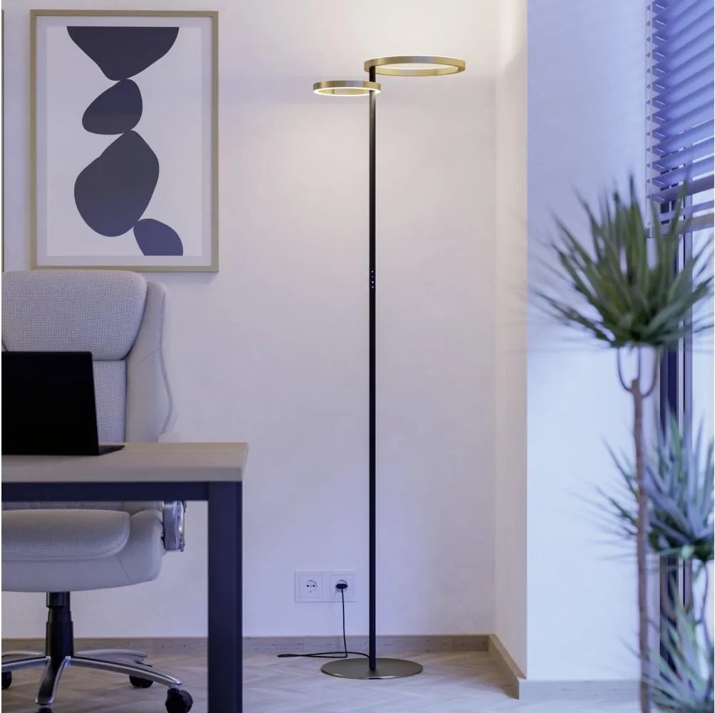 Eglo 901975-LED ściemnialna lampa stojąca CASTELPOTO LED/16W/230V + LED/12W złota/czarna