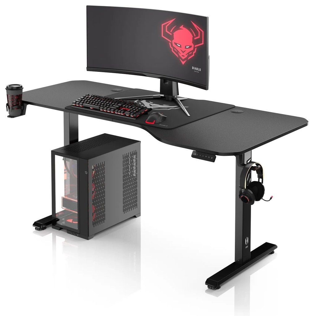 Biurko z regulacją wysokości DIABLO X-TENSIO 1600 czarne