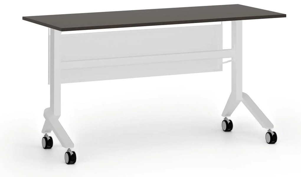Mobilny stół PRIMO MOVE, 140x60 cm, biała podstawa, wenge