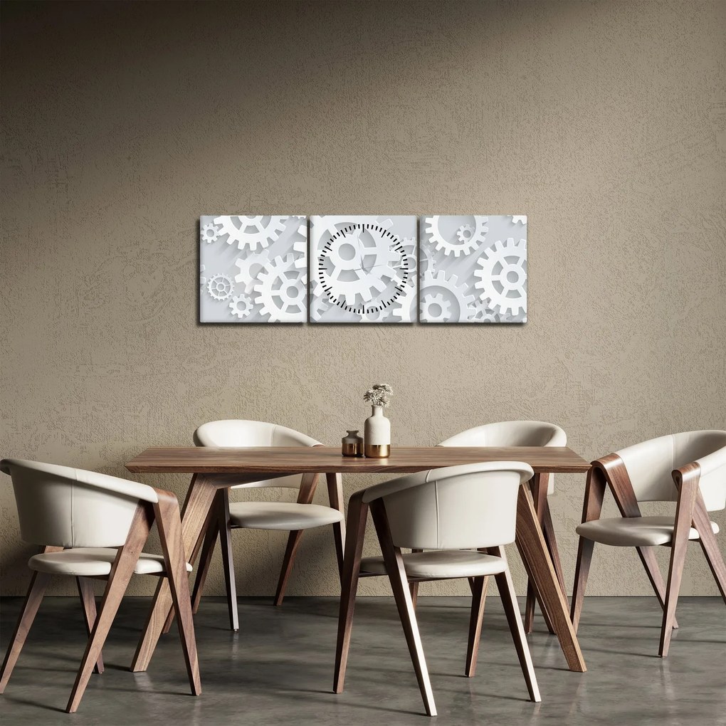 Obraz - Koła zębate (z zegarem) (90x30 cm)