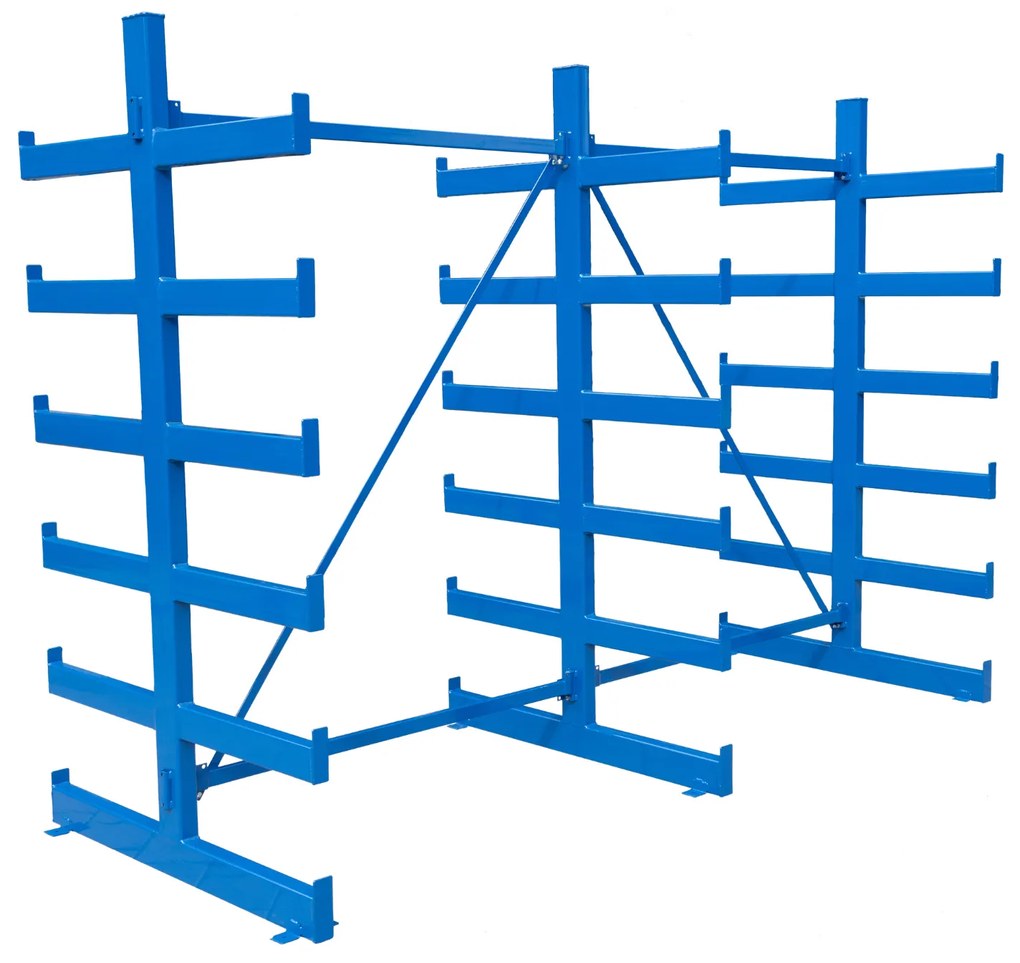 Regał wspornikowy, dwustronny, 2000 x 2700 x 1144 mm, 6 półek