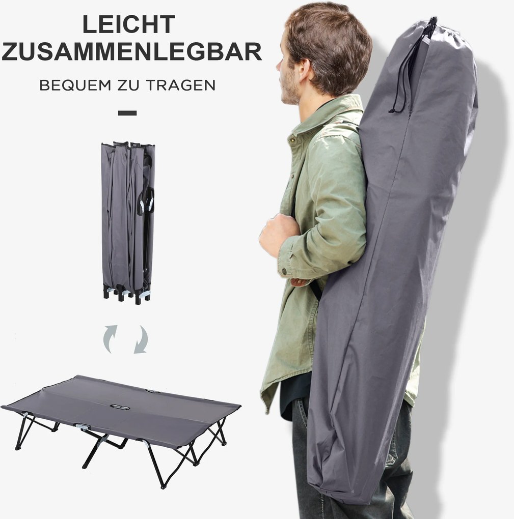 Outsunny Łóżko Kempingowe dla 2 Osób, 193D x 125S x 40W cm, Szare